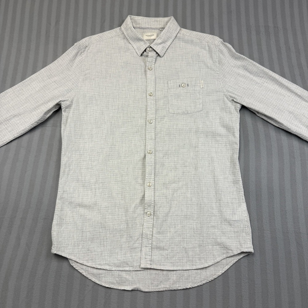 7 Diamonds Textured Button Up Shirt Long Sleeve Light‎ Gray Men's Size Medium